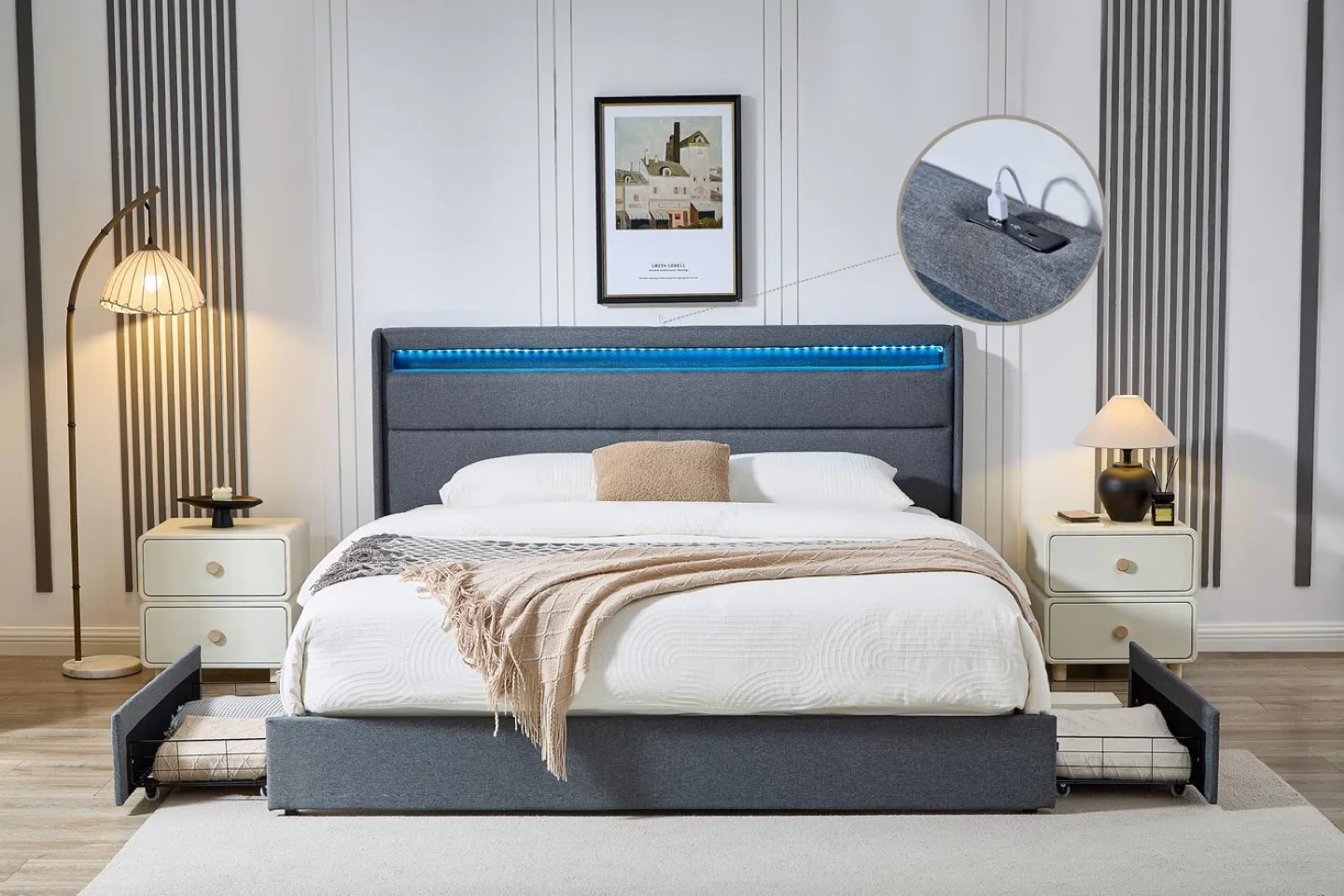 Brand new Double Size Storage Bed Frame w/ LED only $398 image indicator(3)