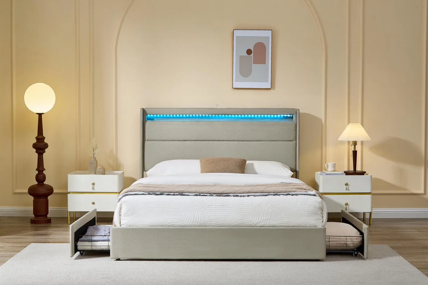 Brand new Double Size Storage Bed Frame w/ LED only $398 image indicator(2)