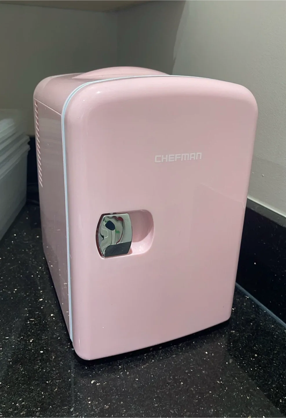 Below Retail Chefman Portable Personal Pink Mini Fridge thumbnail