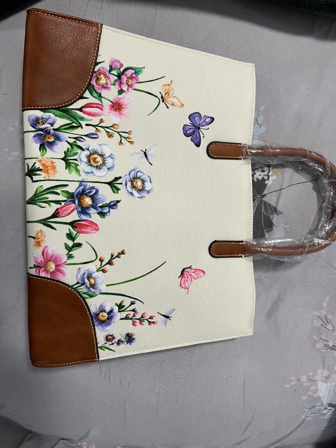 Floral Tote Bag - Brown & White - photo 2