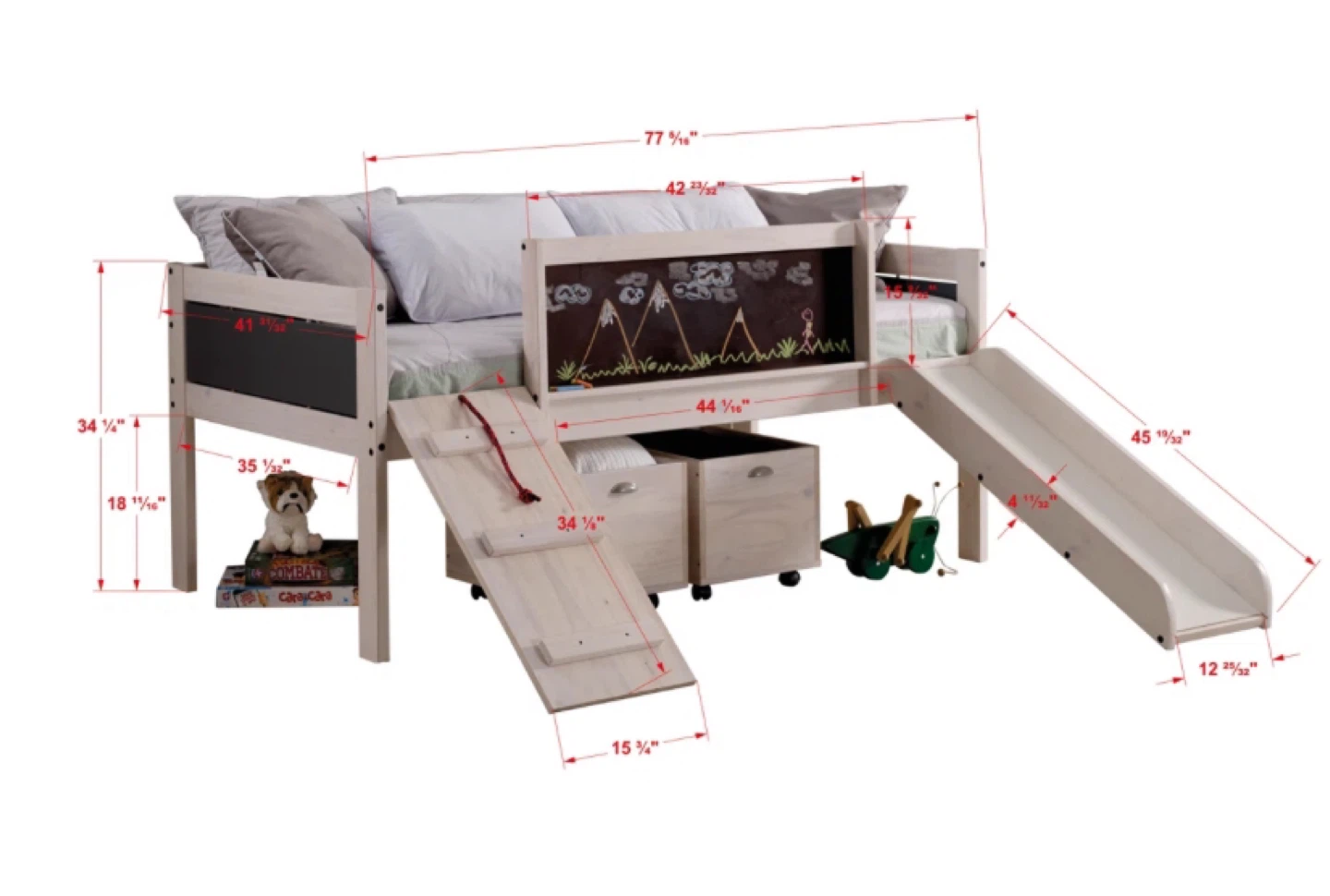 Donco Kids Twin Loft Bed with Slide