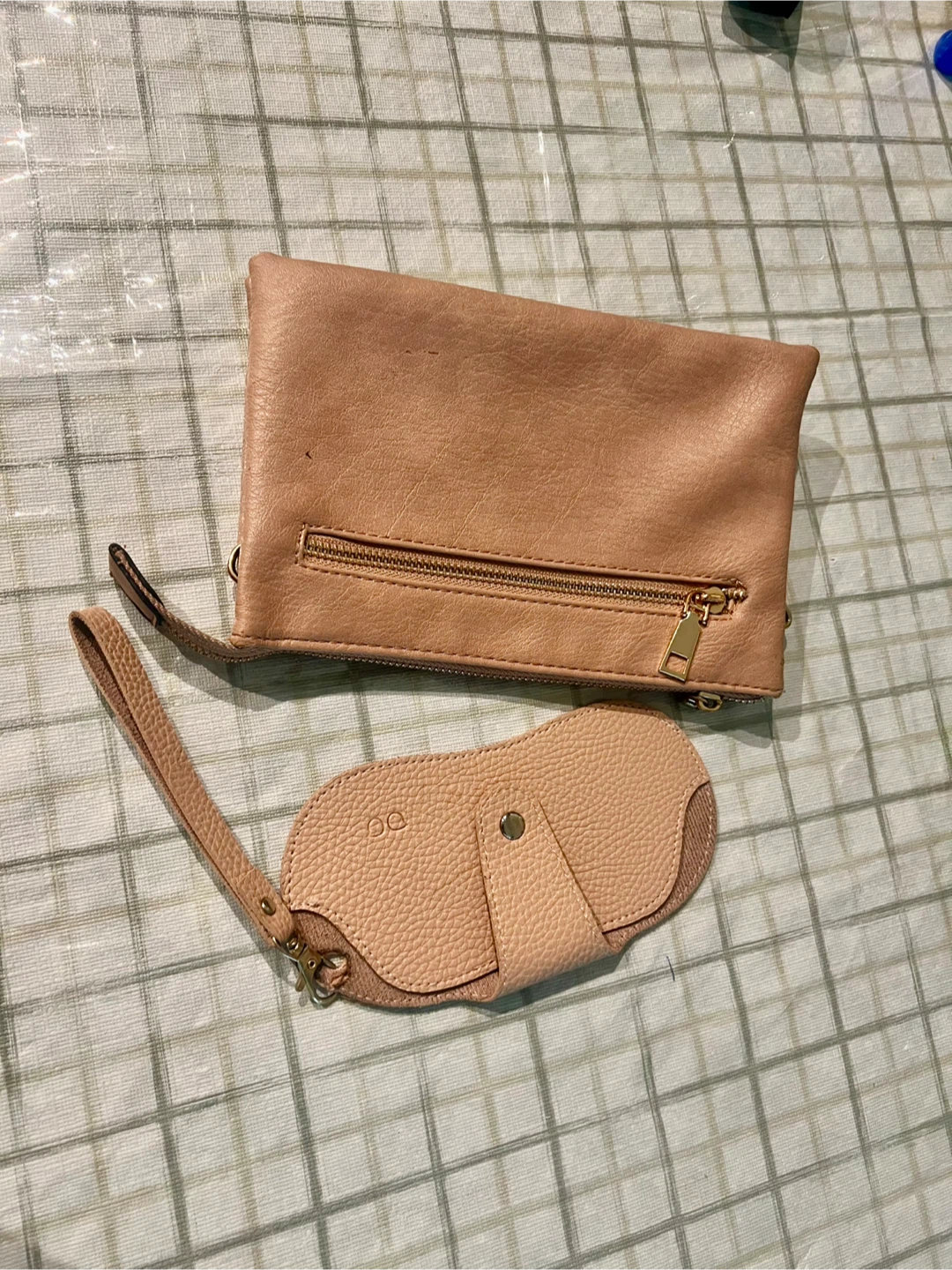 Peach Clutch Wallet with Wristlet Strap