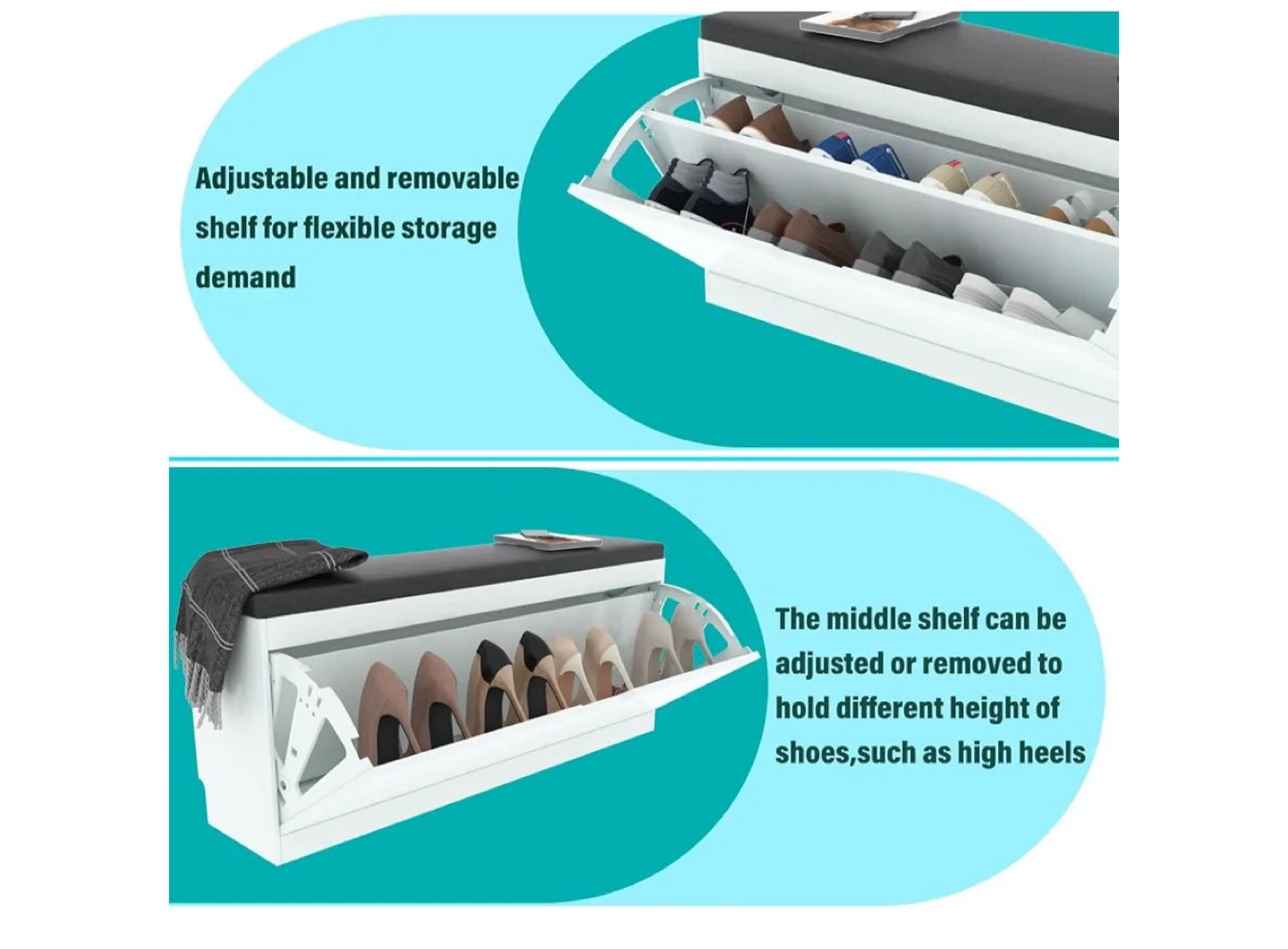 Shoe Storage Bench with Padded Seat image indicator(4)