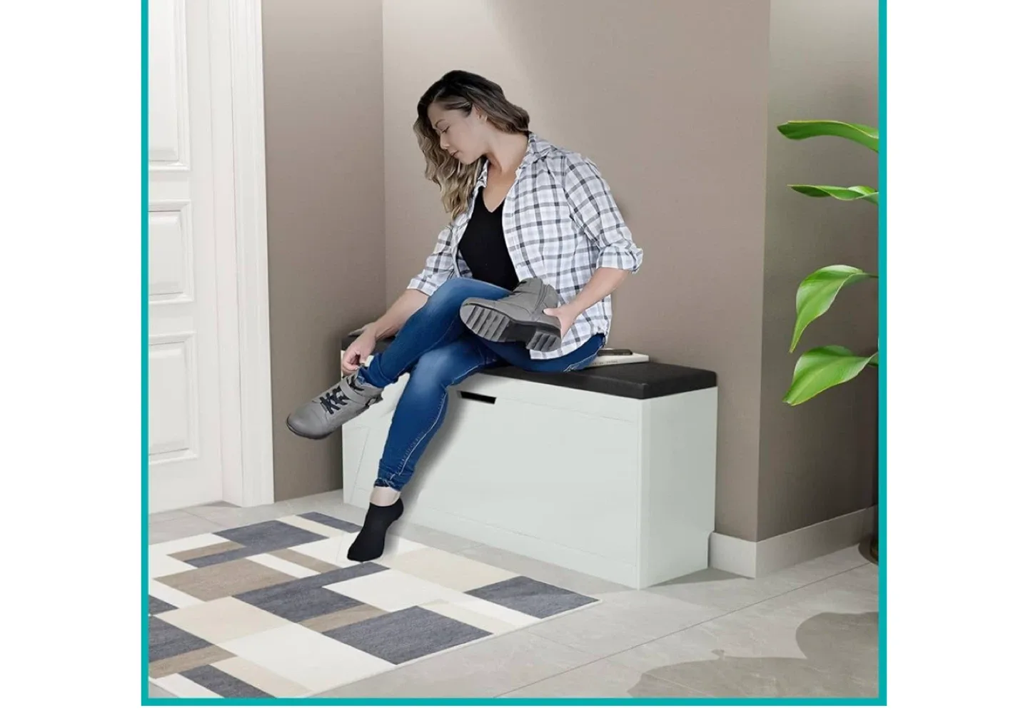 Shoe Storage Bench with Padded Seat image indicator(2)