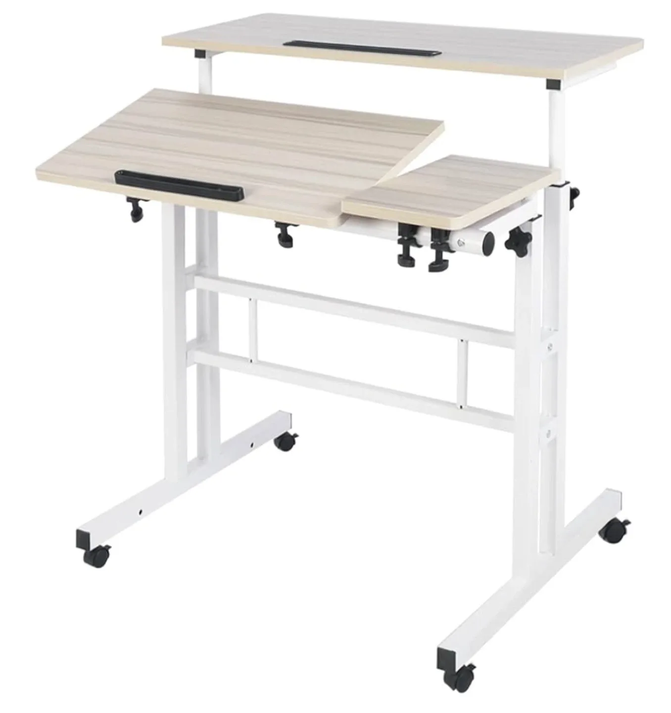 Adjustable Height Rolling Laptop Desk - Beige thumbnail