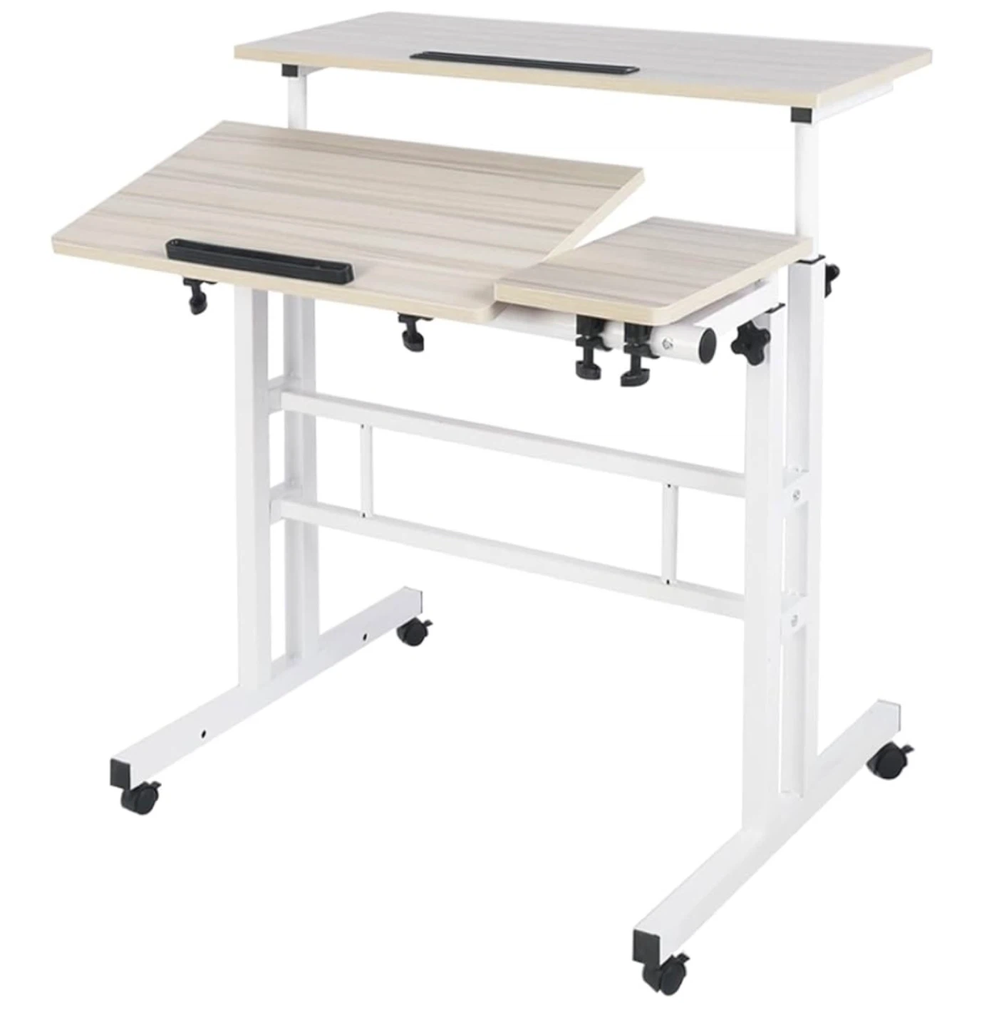 Adjustable Height Rolling Laptop Desk - Beige - photo 5