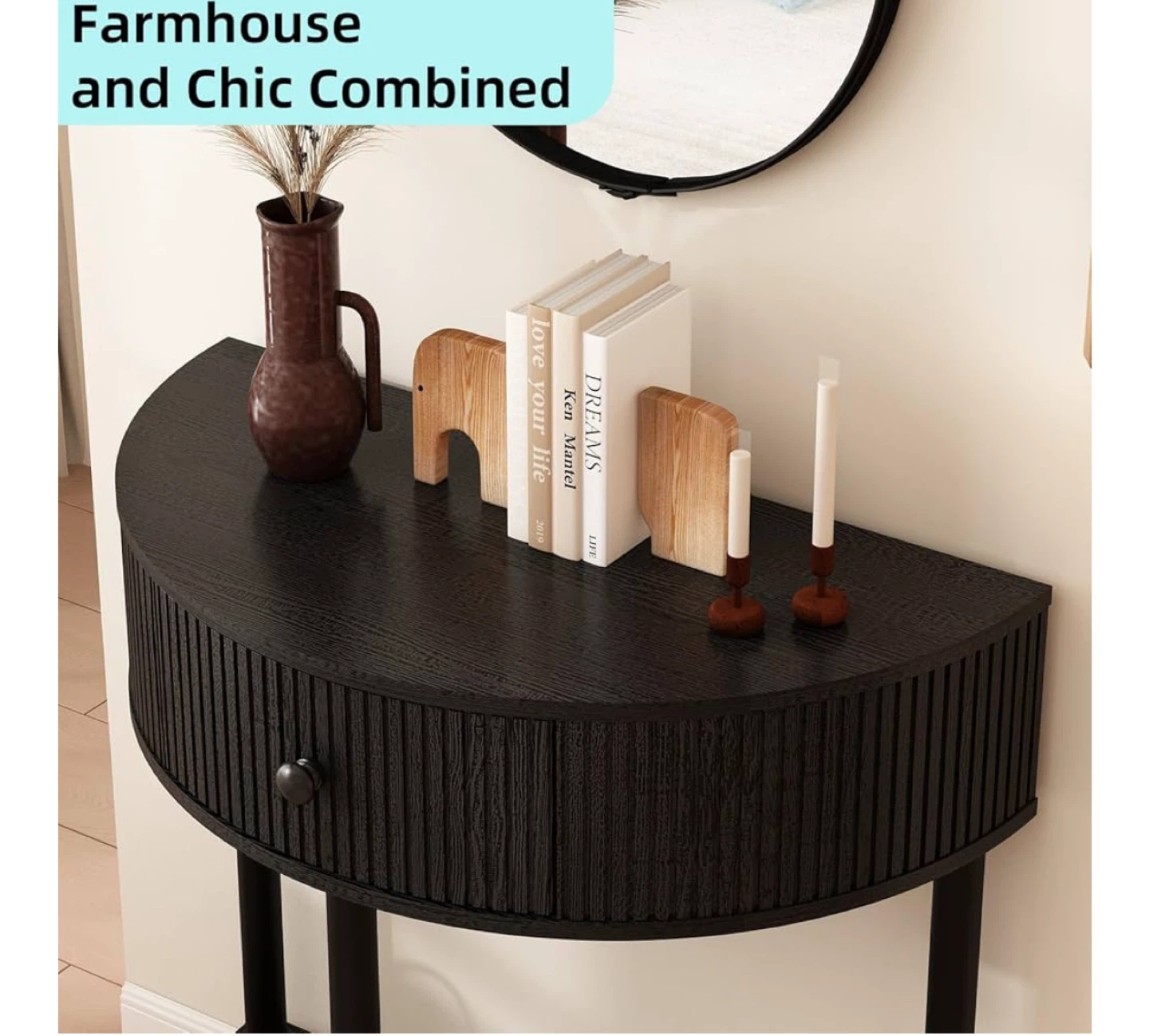 Black Half-Moon Console Table - photo 3