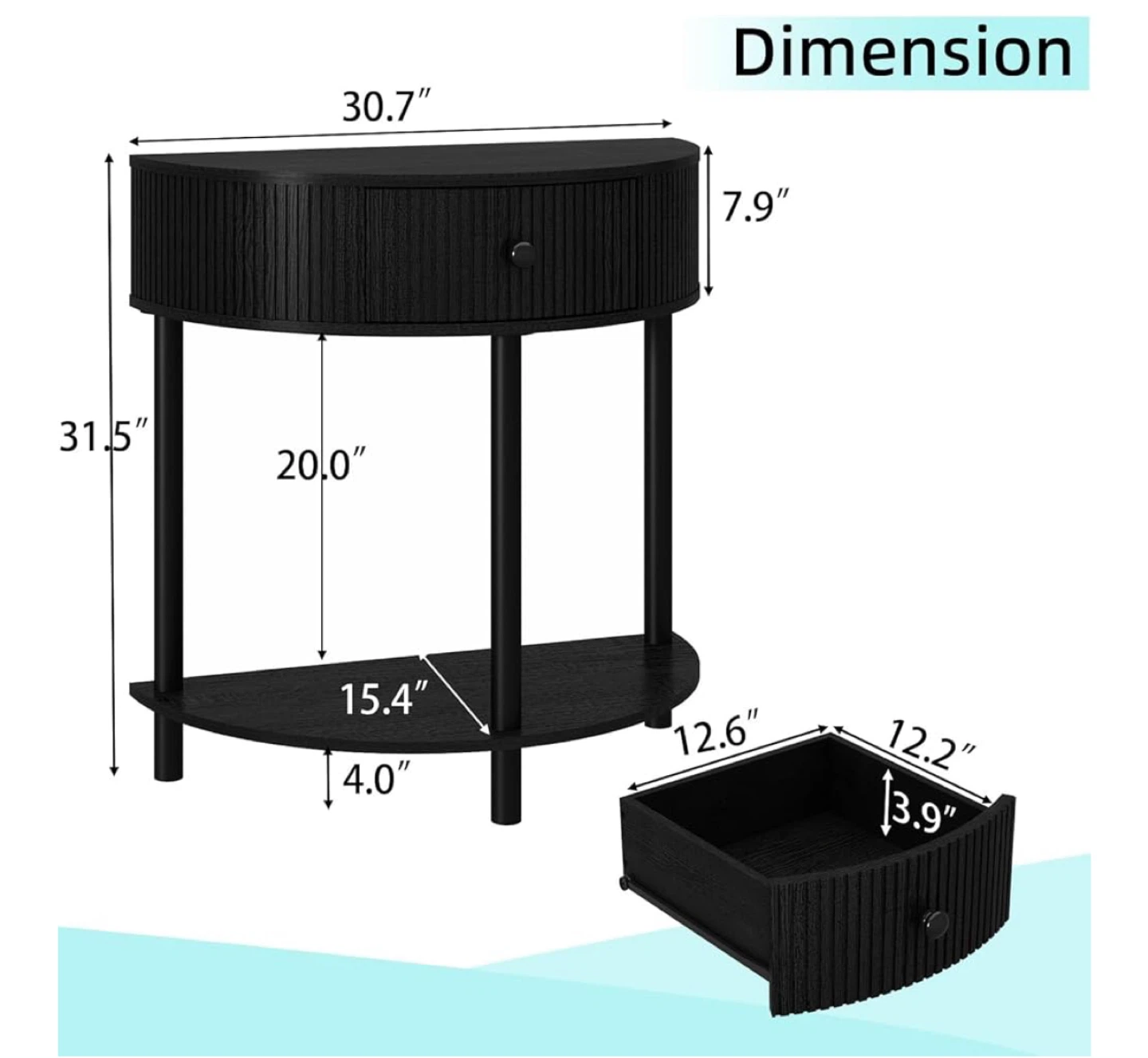 Black Half-Moon Console Table - photo 2