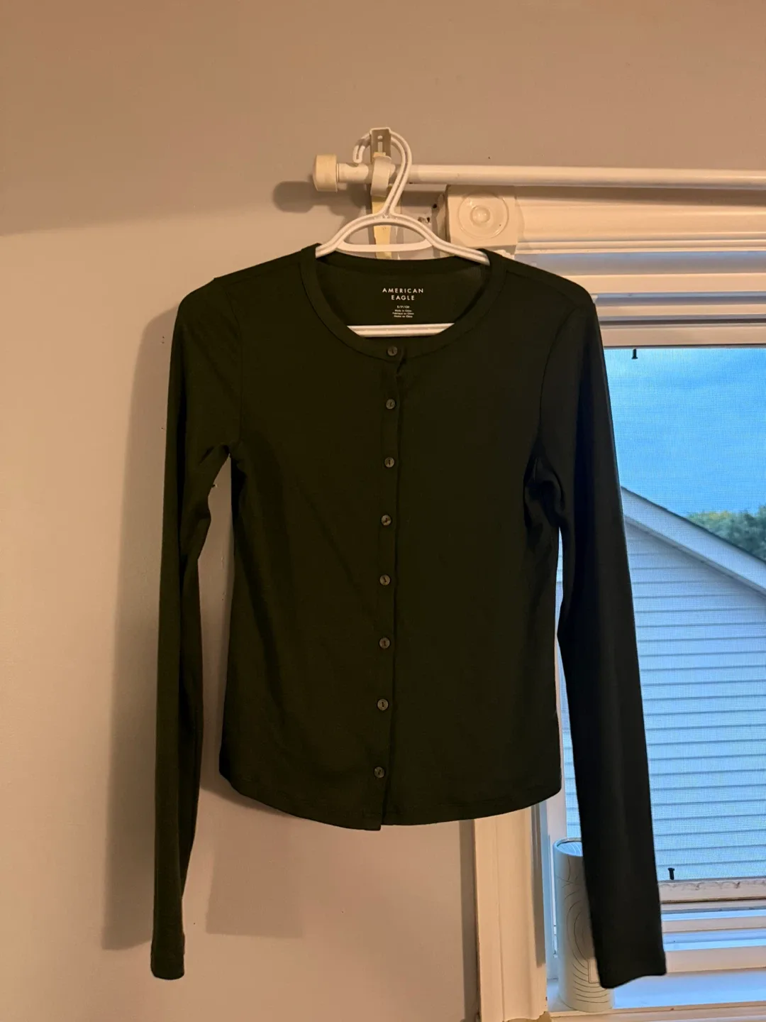 American Eagle Olive Green Button-Up - Size Small thumbnail