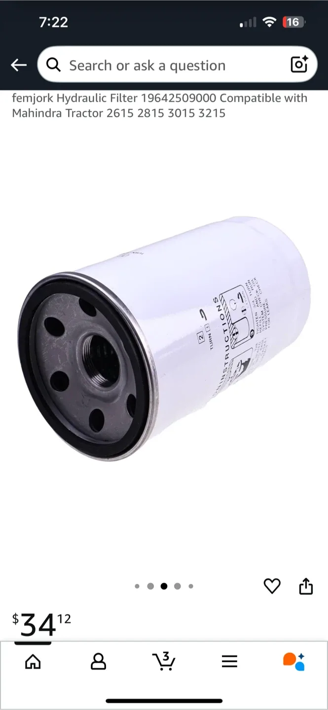 Hydraulic Filter Compatible Mahindra Tractor 2615 2815 3015 3215 image indicator(3)