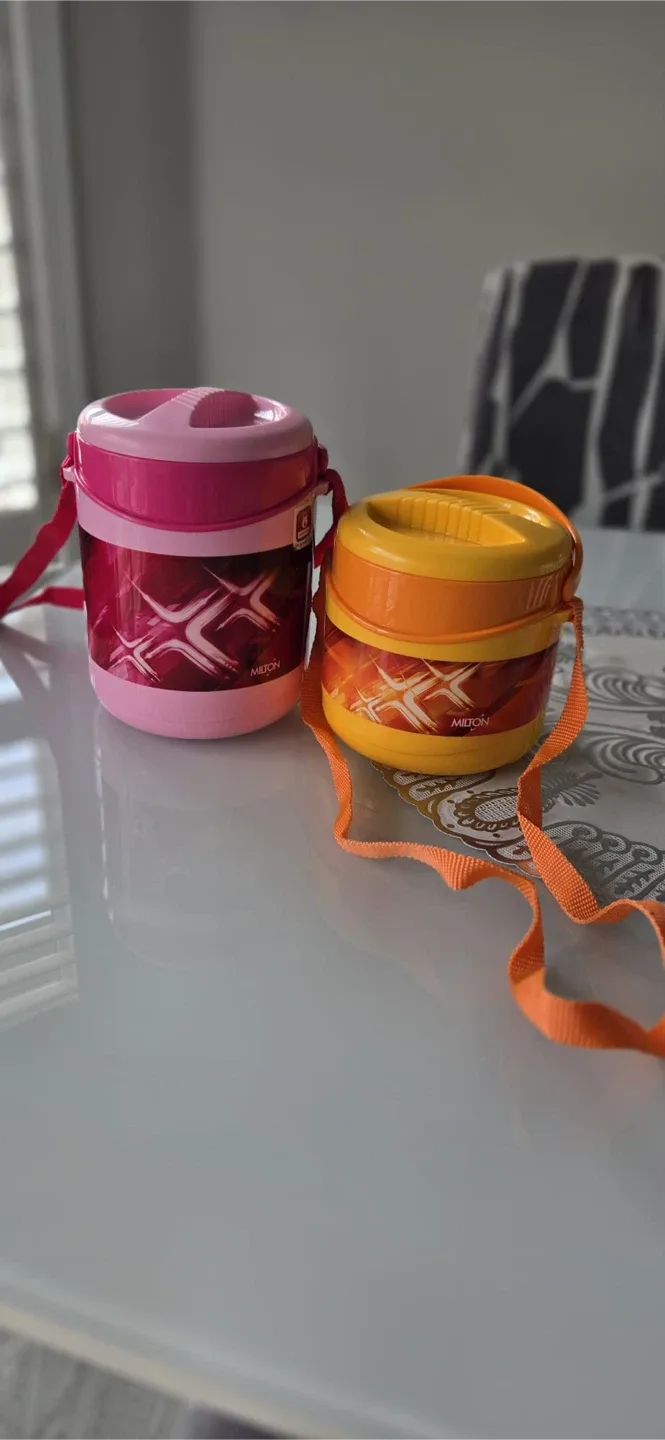 Milton Lunch Box Set - Pink & Orange thumbnail