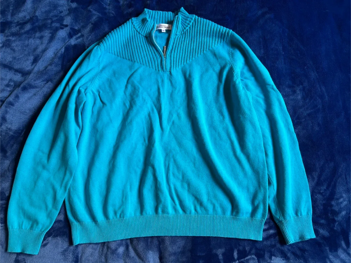 Reflections Aqua Quarter-Zip Sweater - Size XL