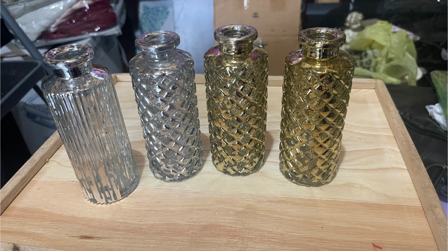 Decorative Silver and Gold Glass Vases