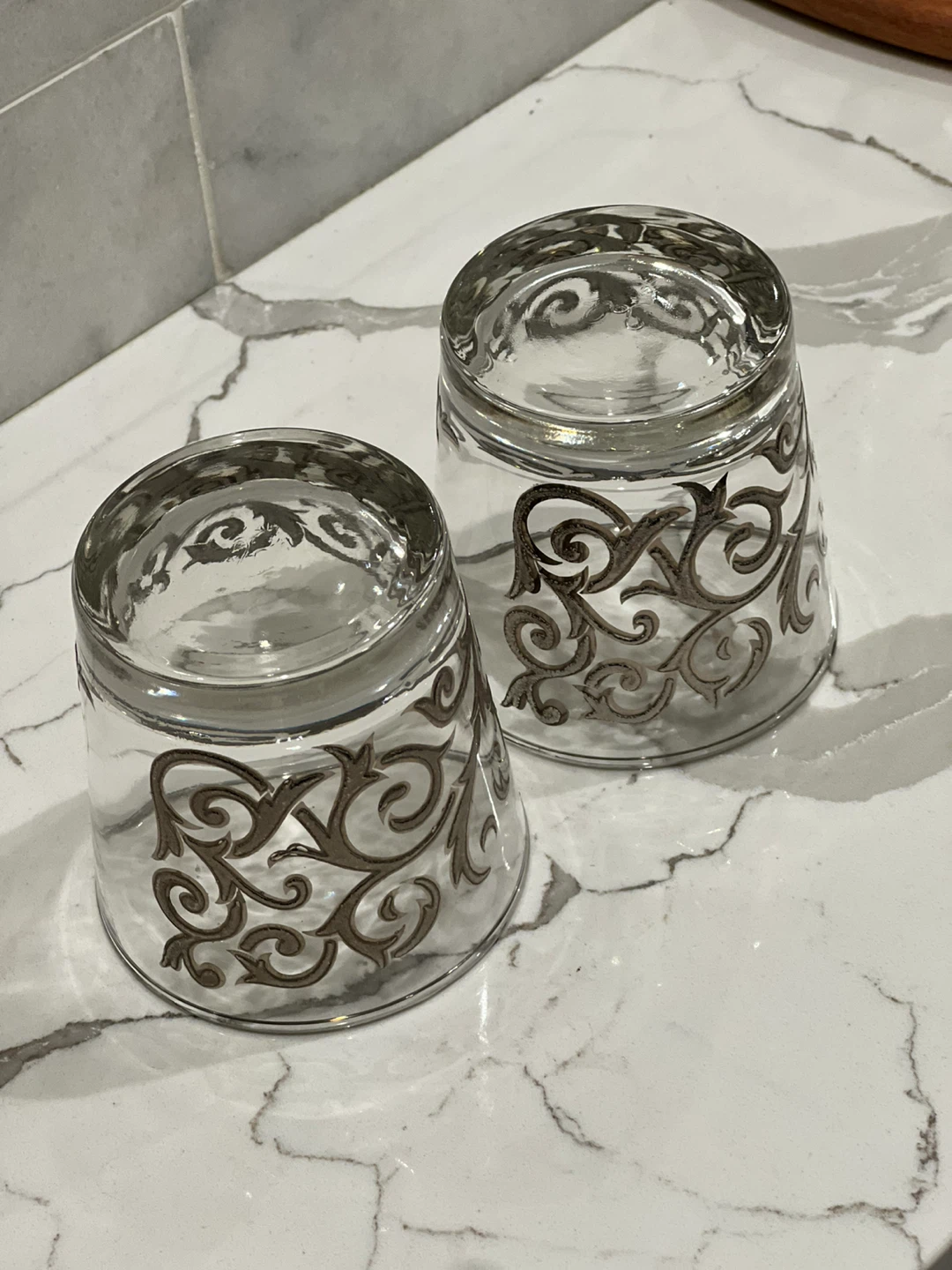 Vintage Libbey Orsini Silver Scroll Lowball Whiskey Glasses - photo 3
