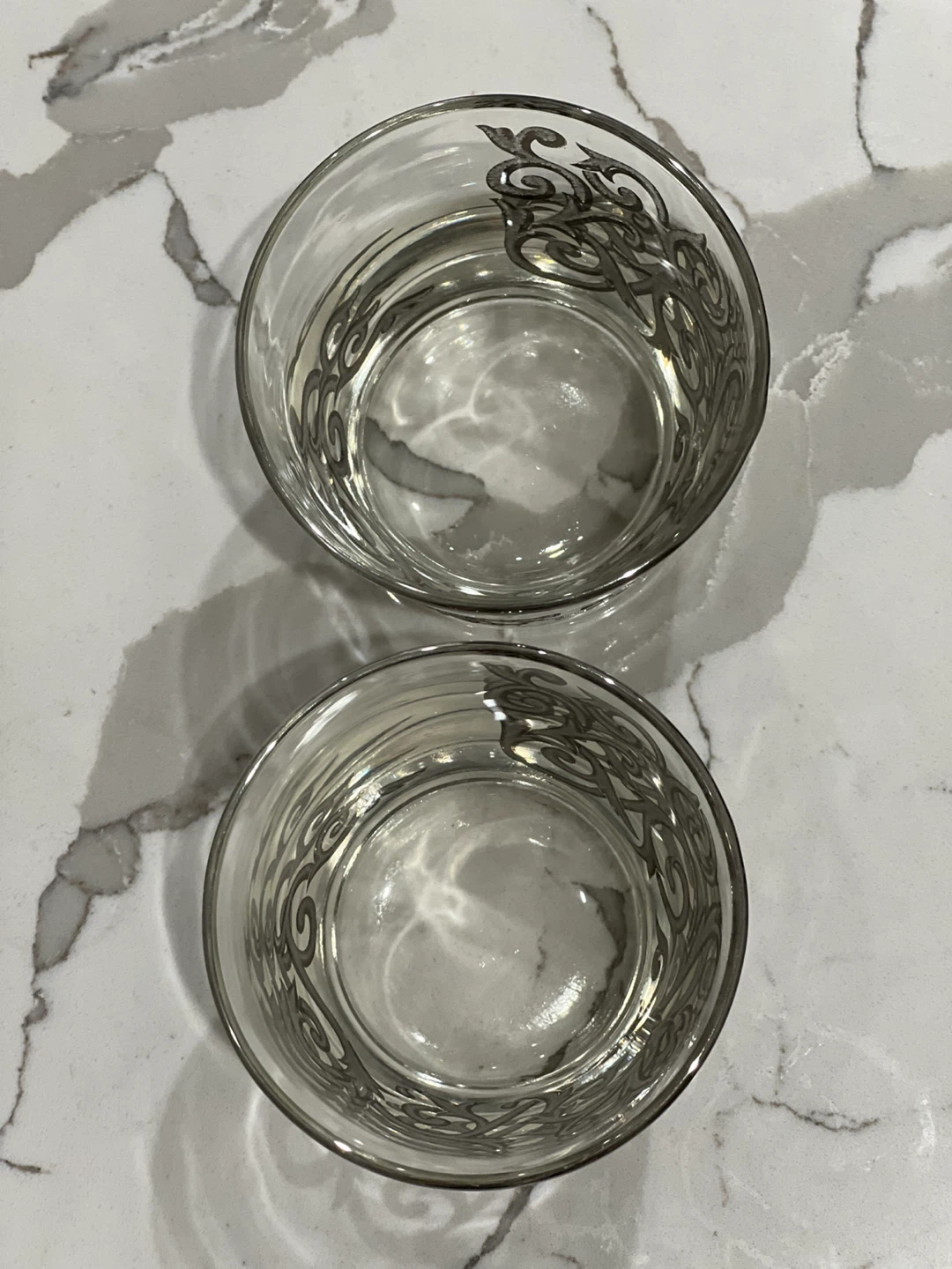 Vintage Libbey Orsini Silver Scroll Lowball Whiskey Glasses - photo 4