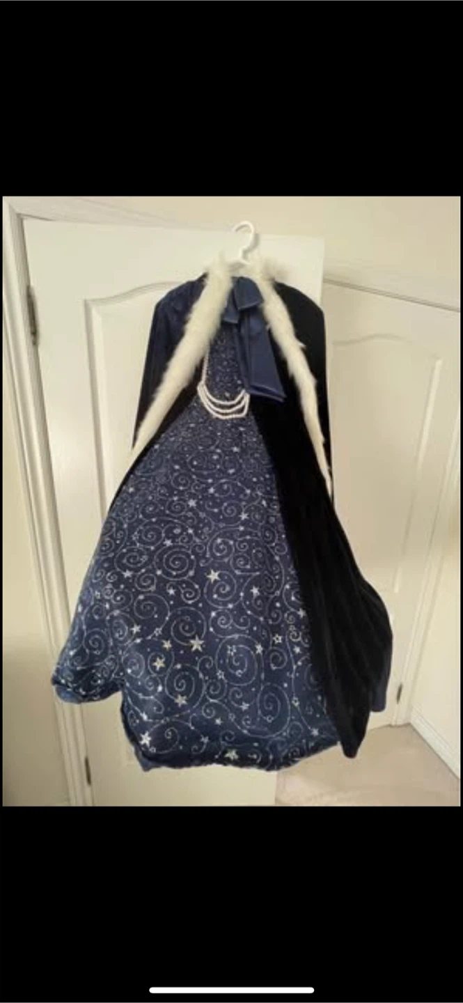 Blue Starry Dress with Cape and Necklace