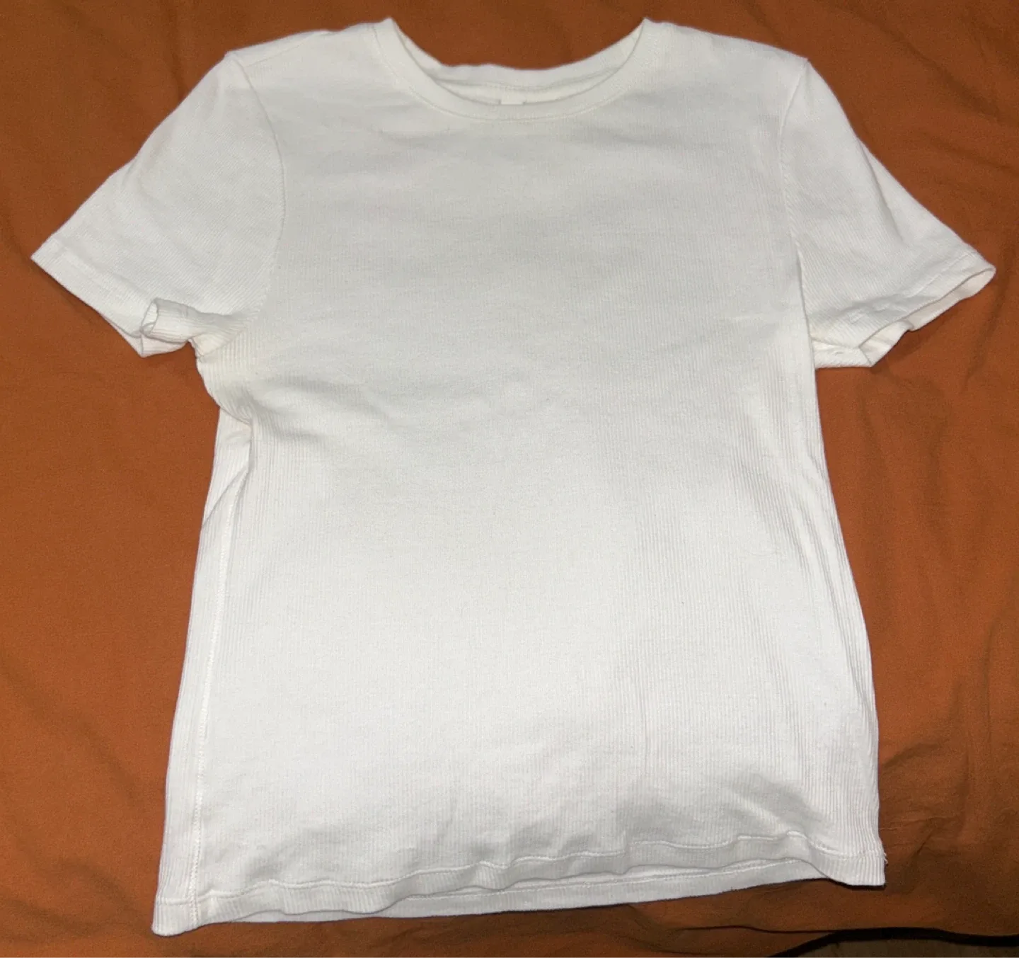 White Ribbed T-Shirt - Size S image indicator(3)