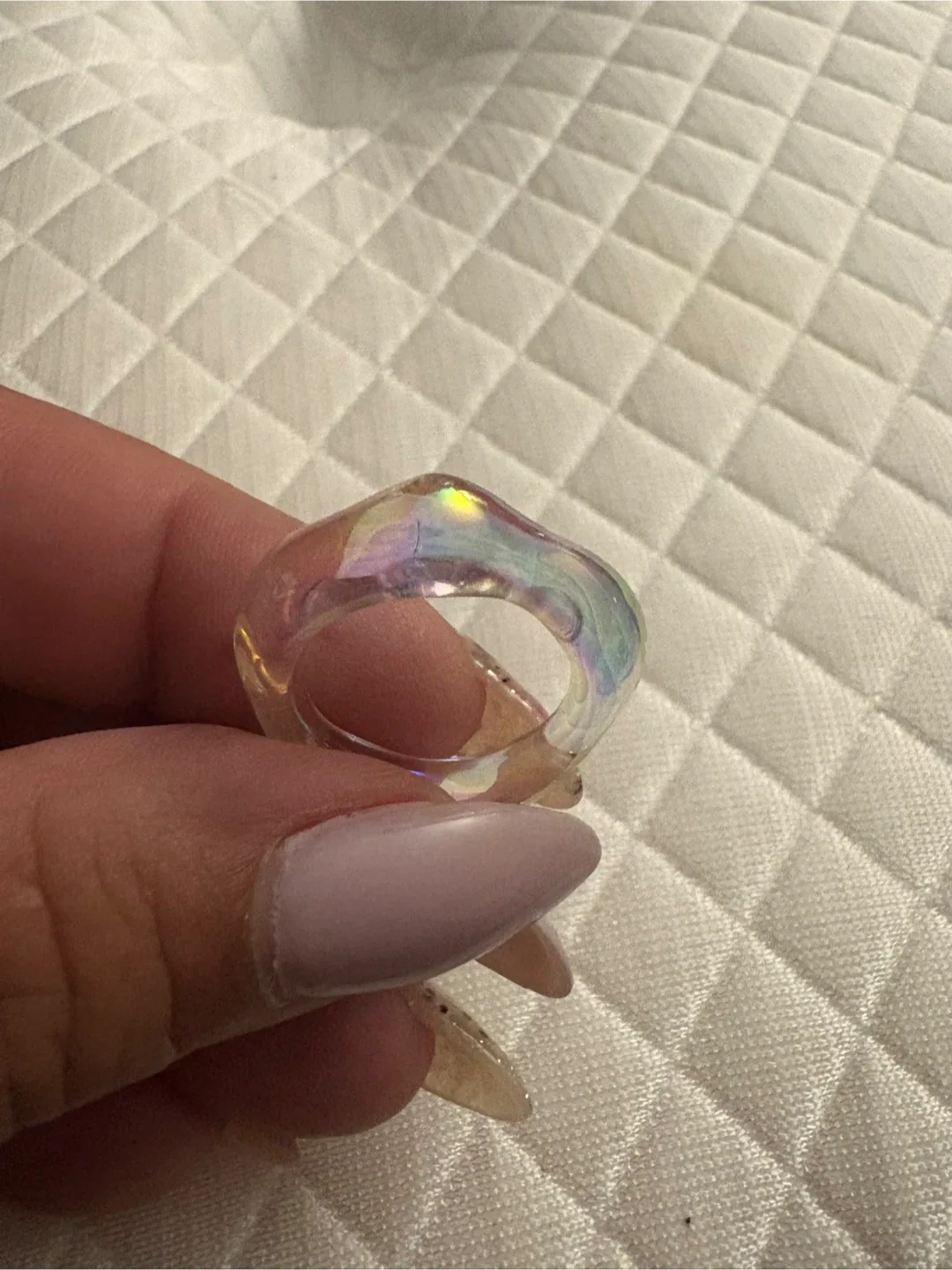 Unique Iridescent resin Ring New thumbnail