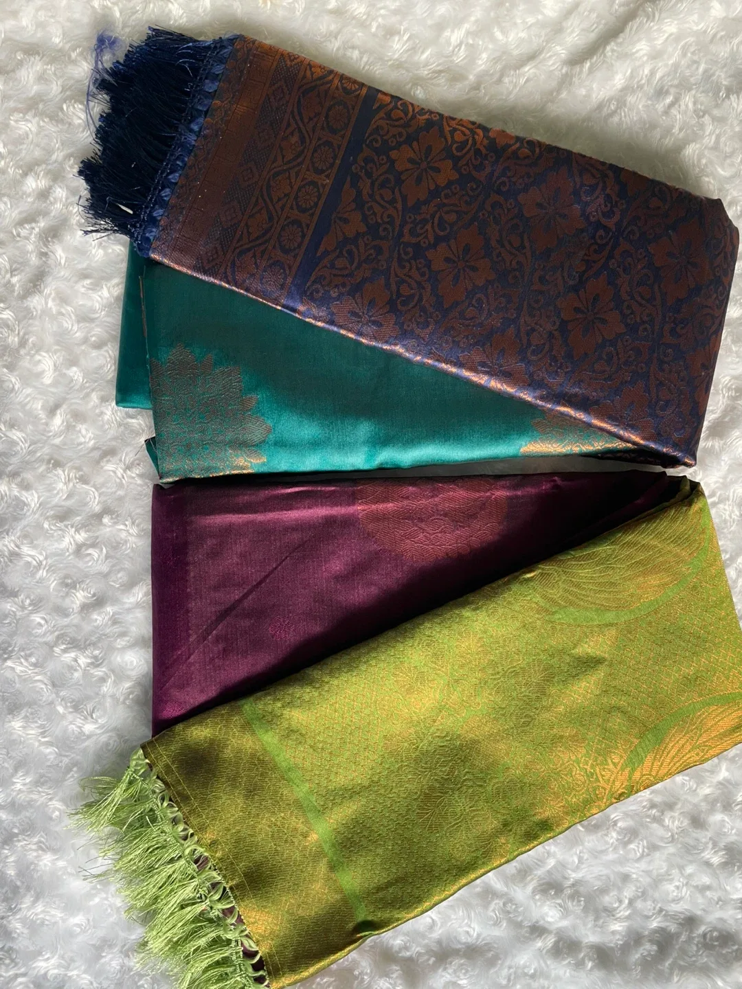 Silk Blend Saree - Green, Purple, Blue image indicator(2)