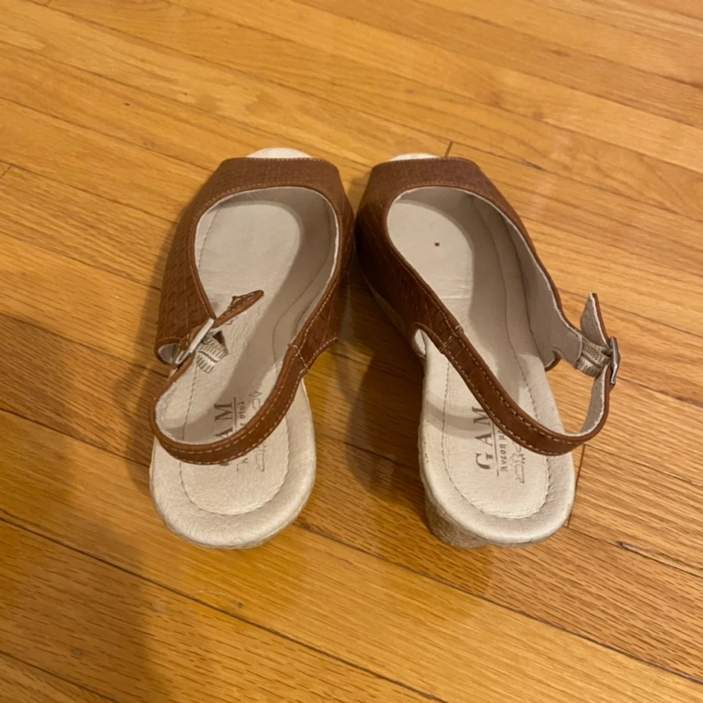 GAM Brown Woven Peep Toe Wedge Sandals image indicator(4)