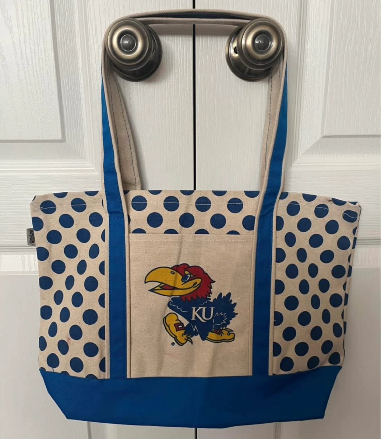 KU Jayhawks Polka Dot Tote Bag