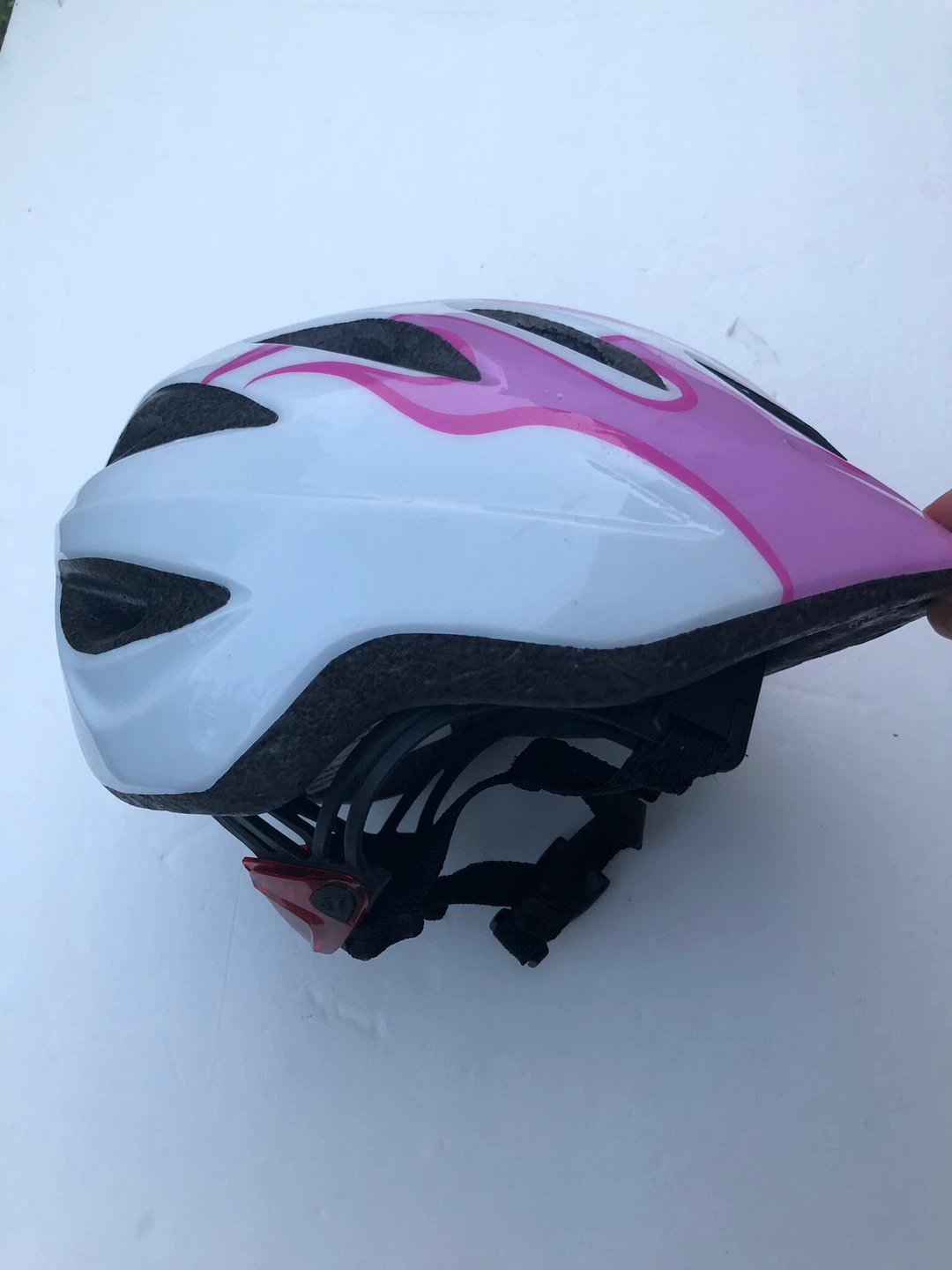 Girls Pink and White Bike Helmet.