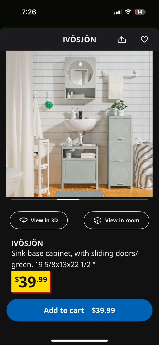 IKEA IVÖSJÖN Sink Base Cabinet - Green - photo 2