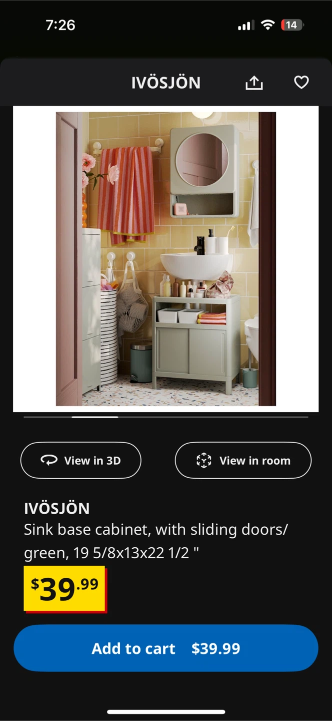 IKEA IVÖSJÖN Sink Base Cabinet - Green - photo 3
