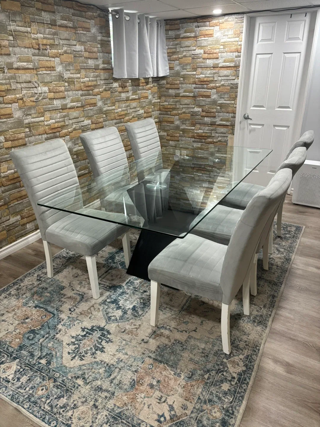 Glass Top Dining Table with Black Base image indicator(4)