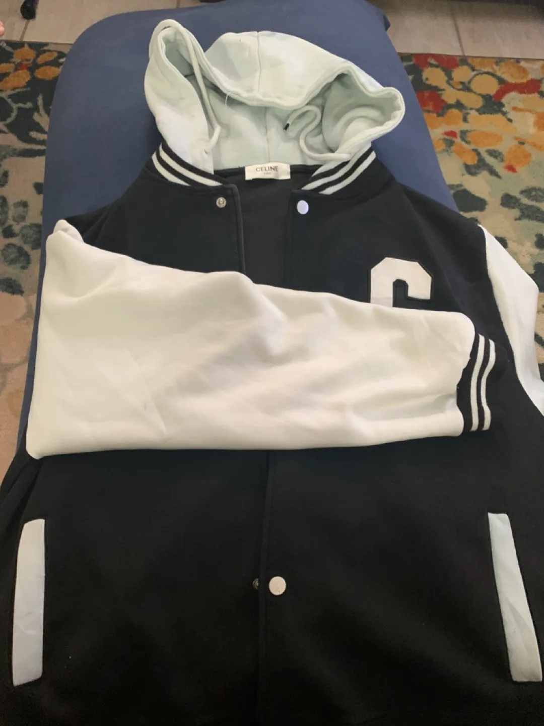Celine Paris Black & White Varsity Jacket image indicator(4)