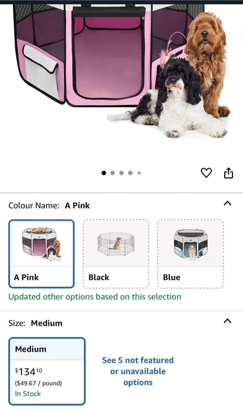 X-ZONE PET Dog Playpen - Pink, Medium - Brand New thumbnail