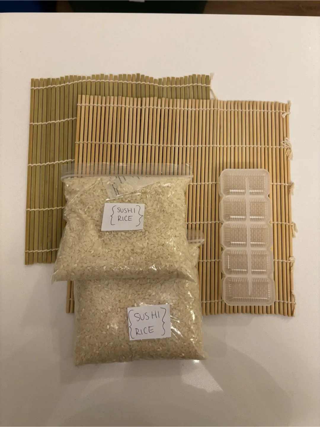 Sushi Making Kit: 2 bamboo mats, nigiri/oshi press & sushi rice thumbnail