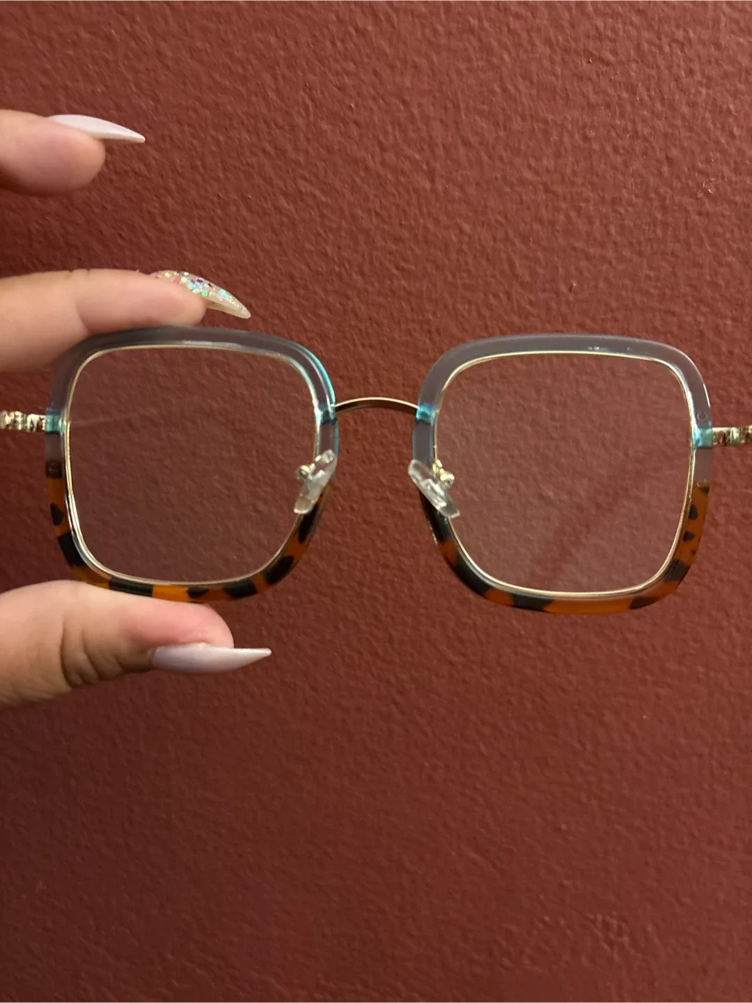 New Square Fashion Glasses - Tortoise Blue and Gold image indicator(4)