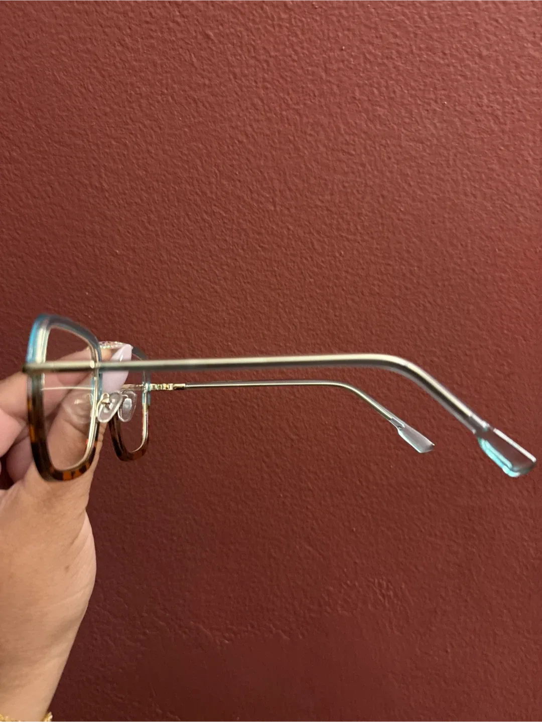 New Square Fashion Glasses - Tortoise Blue and Gold image indicator(3)