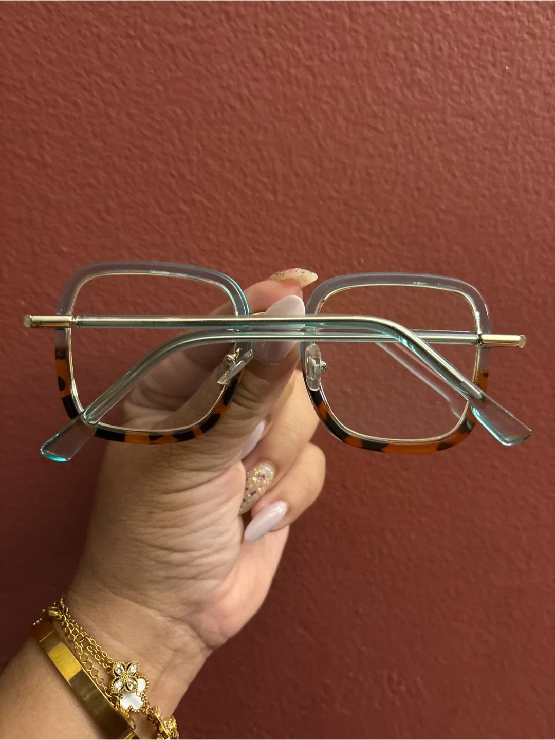 New Square Fashion Glasses - Tortoise Blue and Gold image indicator(2)