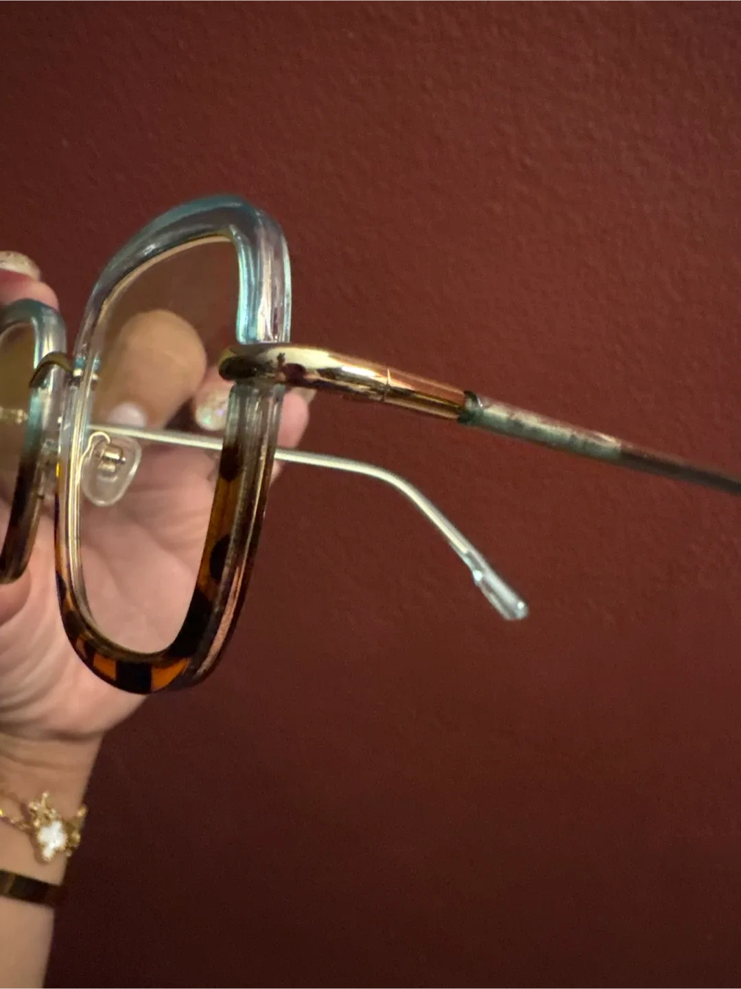 New Square Fashion Glasses - Tortoise Blue and Gold image indicator(5)