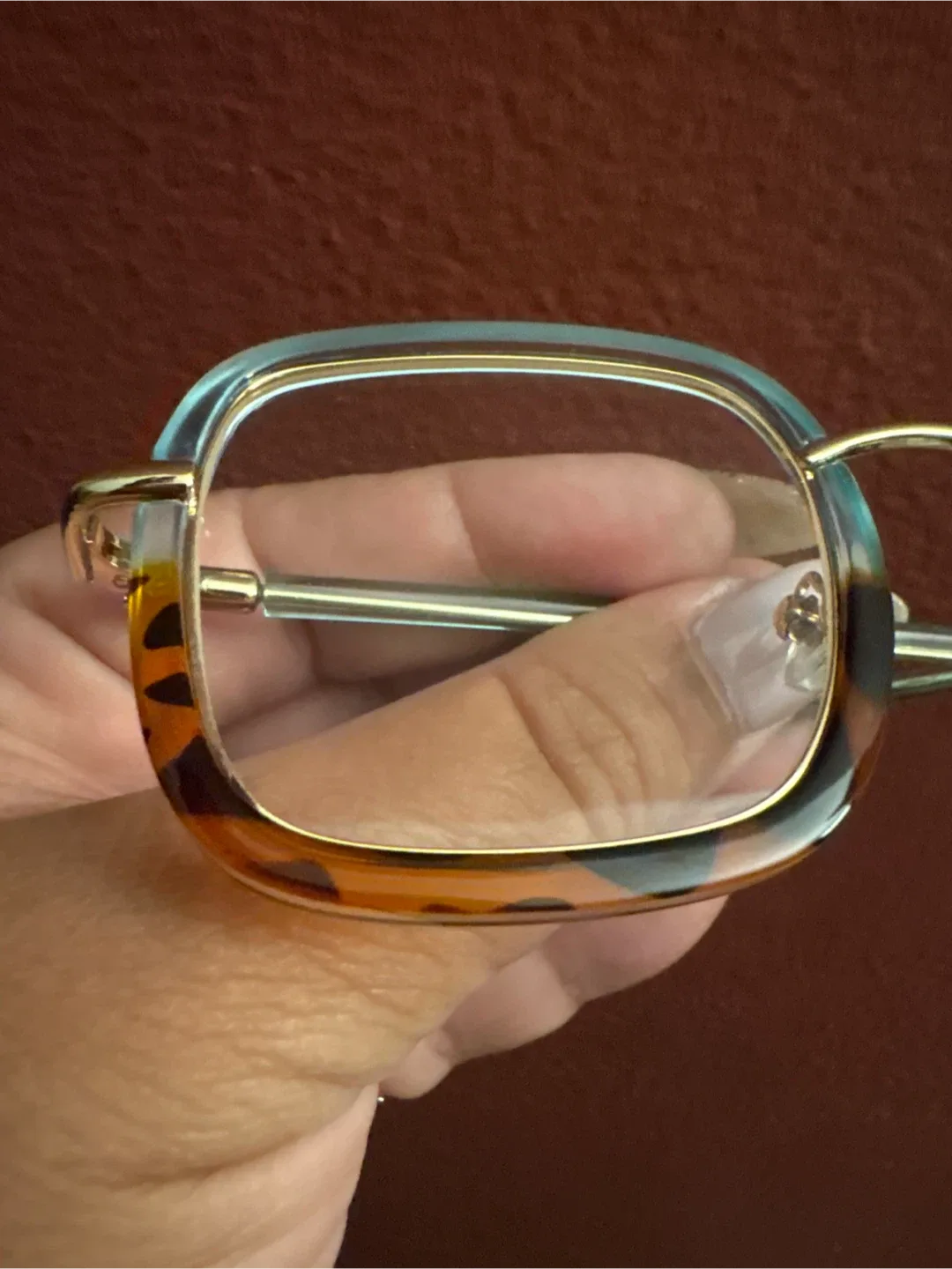 New Square Fashion Glasses - Tortoise Blue and Gold image indicator(6)