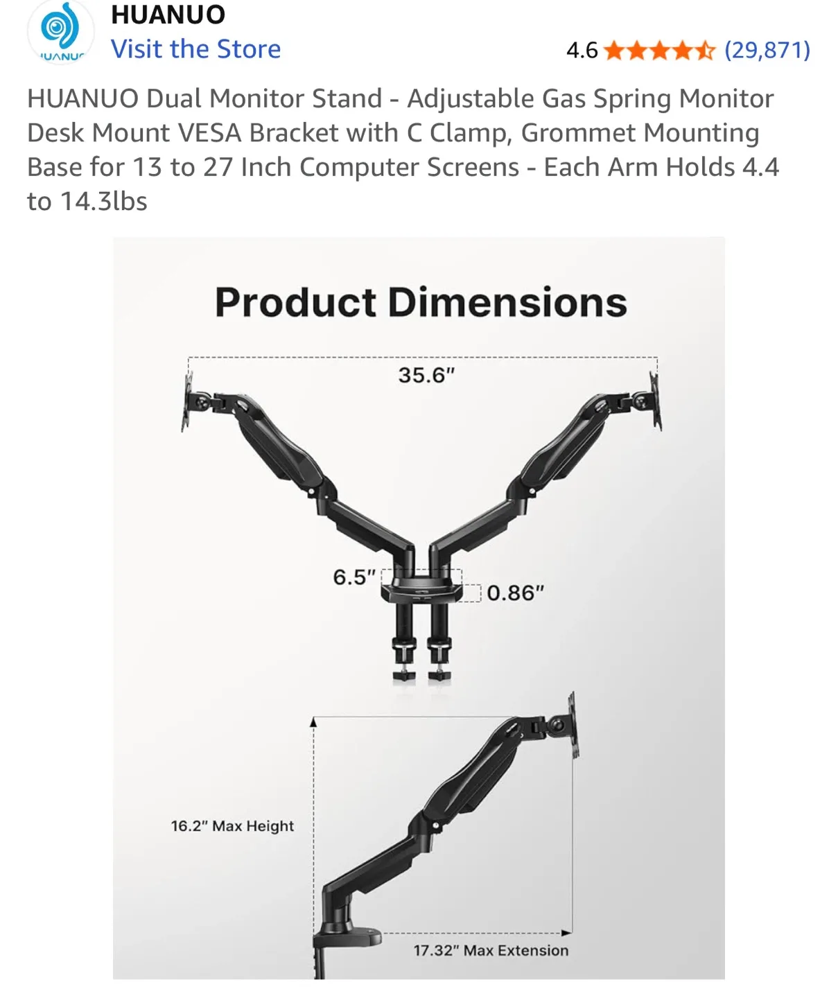 HUANUO Dual Monitor Desk Mount image indicator(2)
