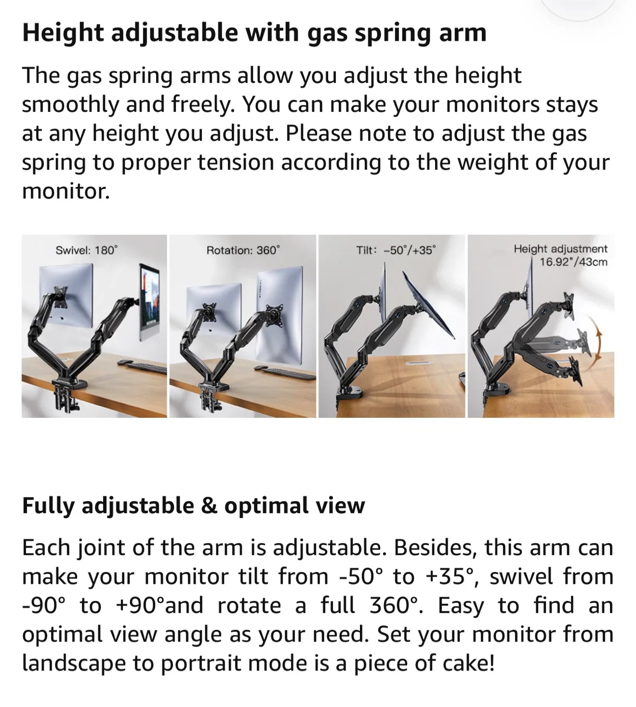 HUANUO Dual Monitor Desk Mount image indicator(3)