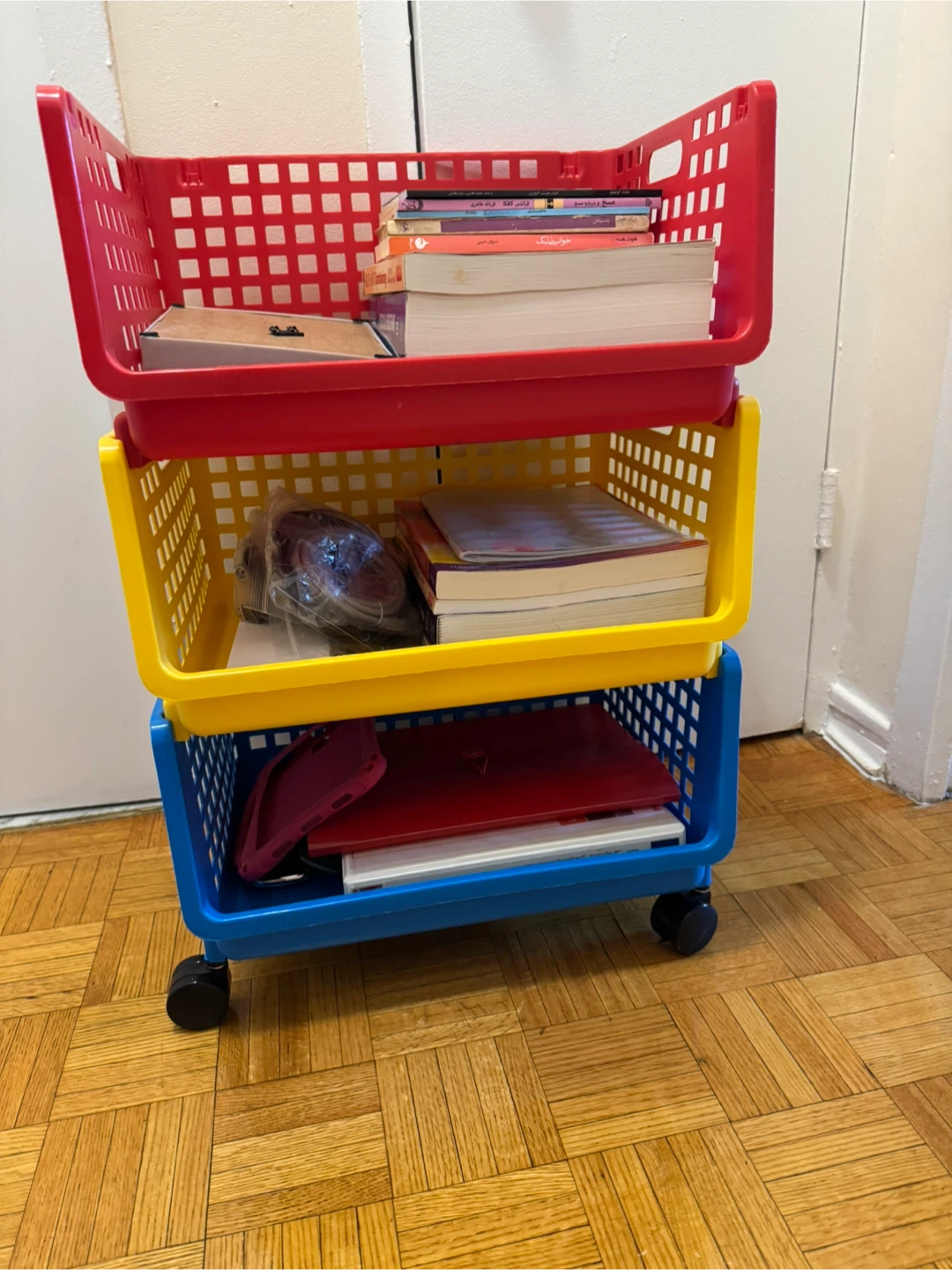 Rolling Storage Cart - Red, Yellow, Blue