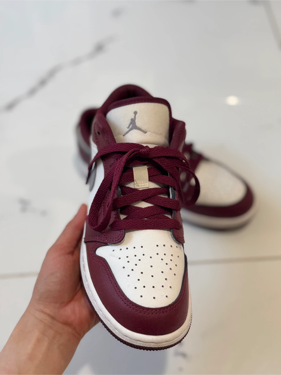 Air Jordan 1 Low Bordeaux/White Shoes size 4Y-size 5.5 for women - photo 3