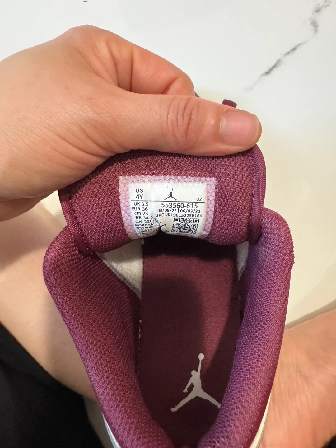 Air Jordan 1 Low Bordeaux/White Shoes size 4Y-size 5.5 for women image indicator(6)