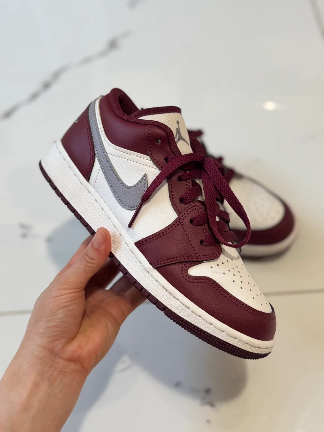 Air Jordan 1 Low Bordeaux/White Shoes size 4Y-size 5.5 for women image indicator(4)
