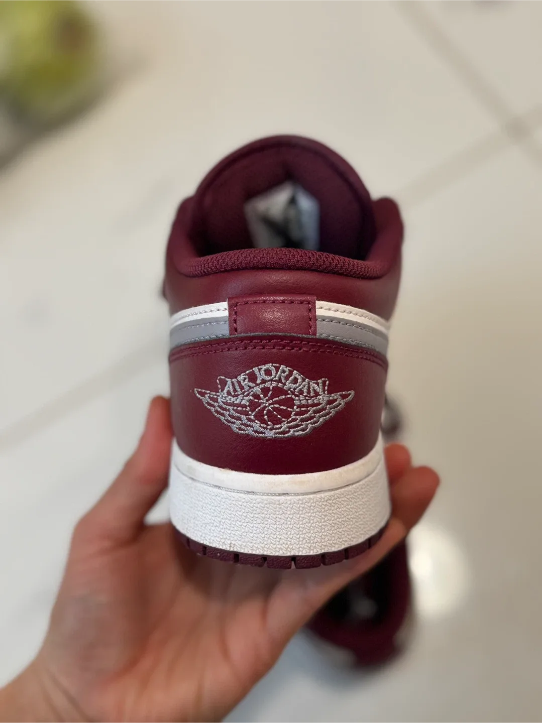 Air Jordan 1 Low Bordeaux/White Shoes size 4Y-size 5.5 for women image indicator(7)