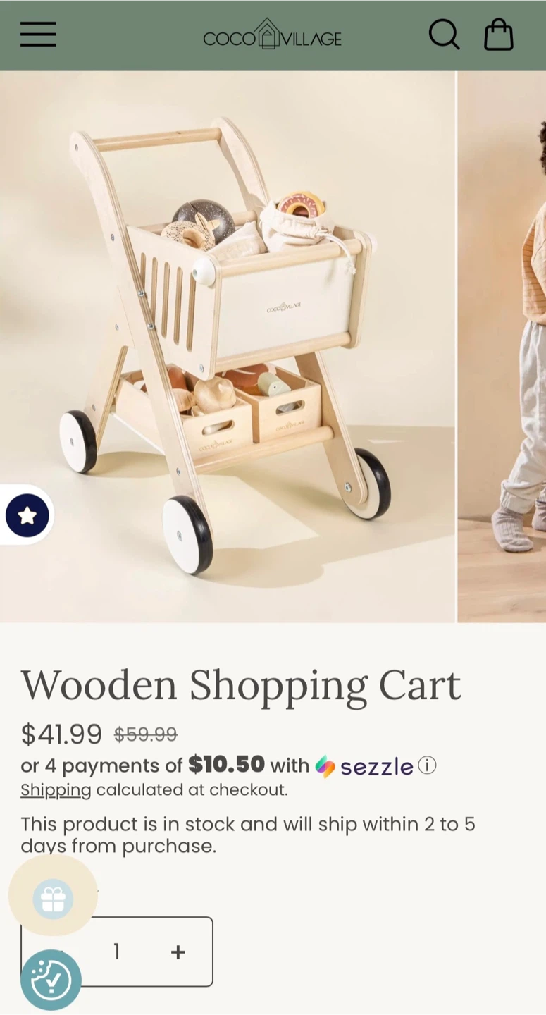 Coco Village Wooden Shopping Cart