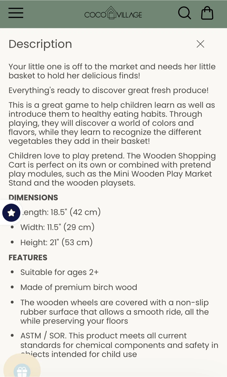 Coco Village Wooden Shopping Cart - photo 2