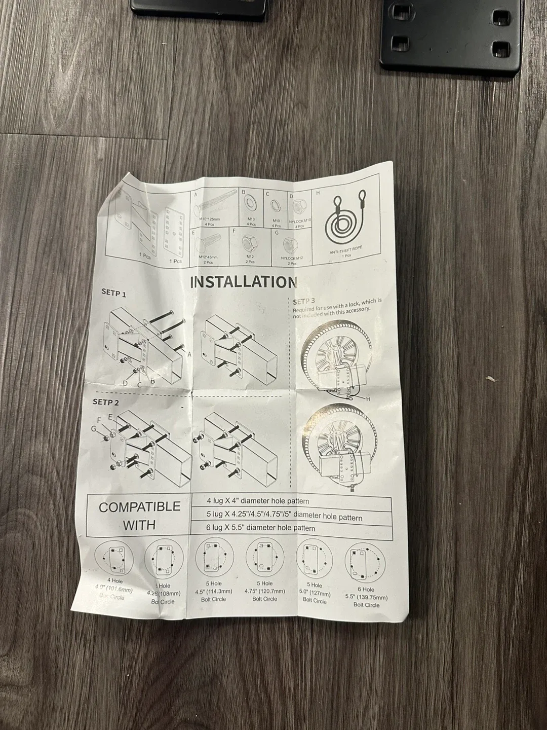 PAULINN Spare Tire Carrier – Trailer/Boat/RV Mount image indicator(3)