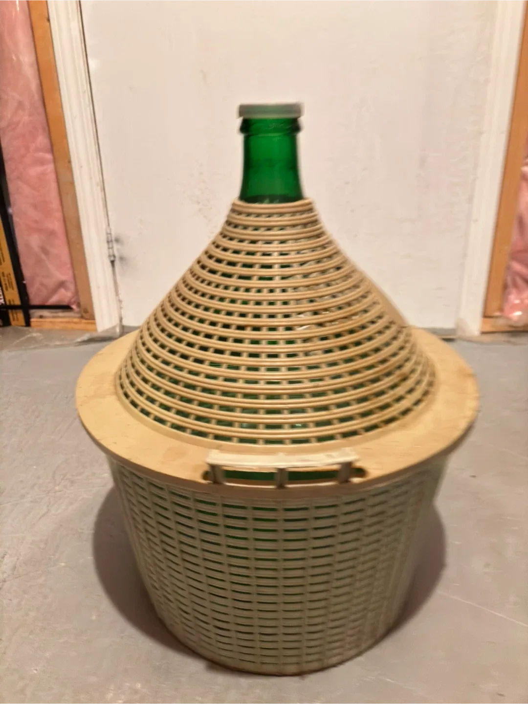 2 Vintage Demijohn Bottle in Wicker Basket thumbnail