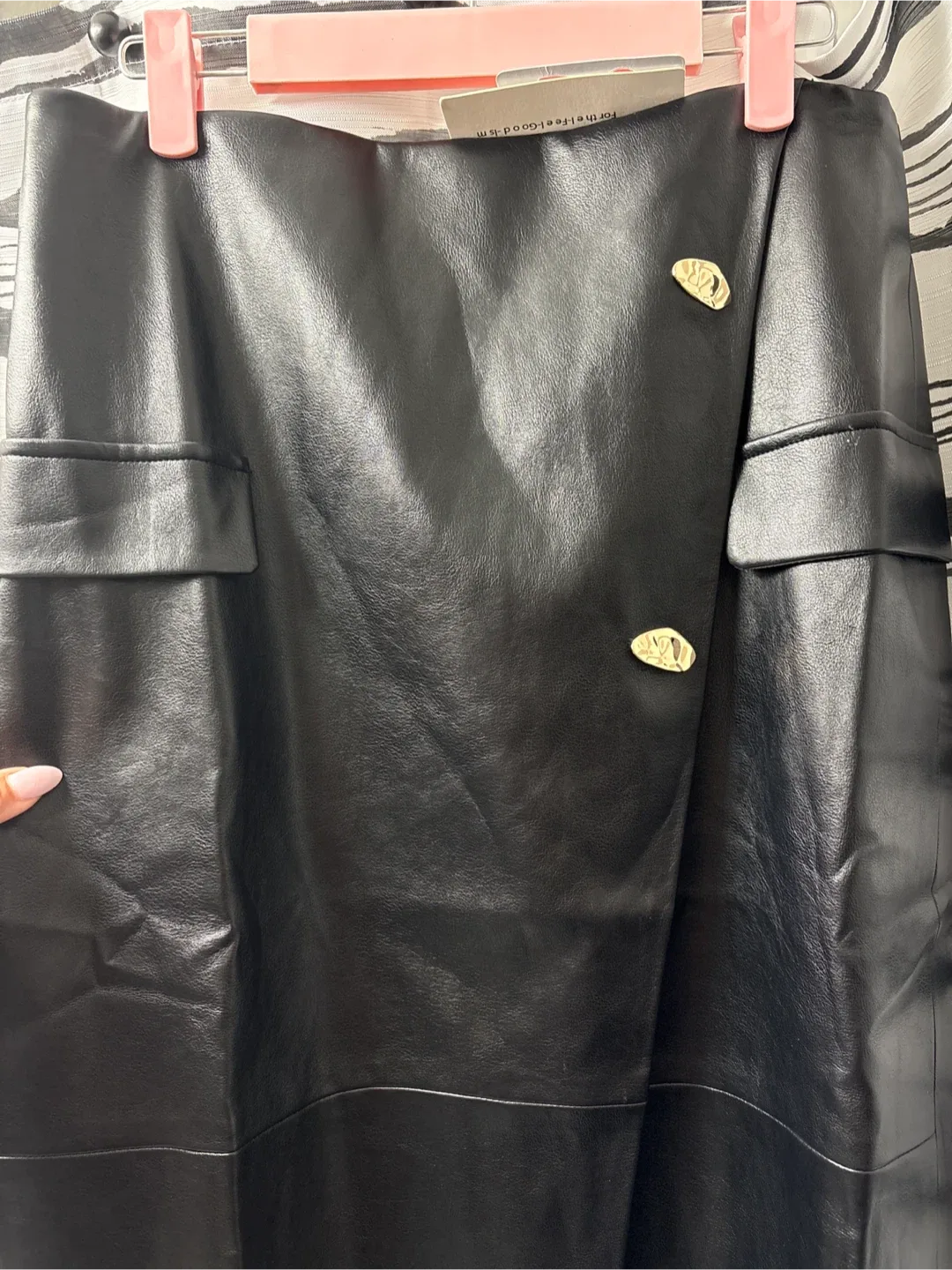 COMMENSE Black Faux Leather Skirt New image indicator(4)