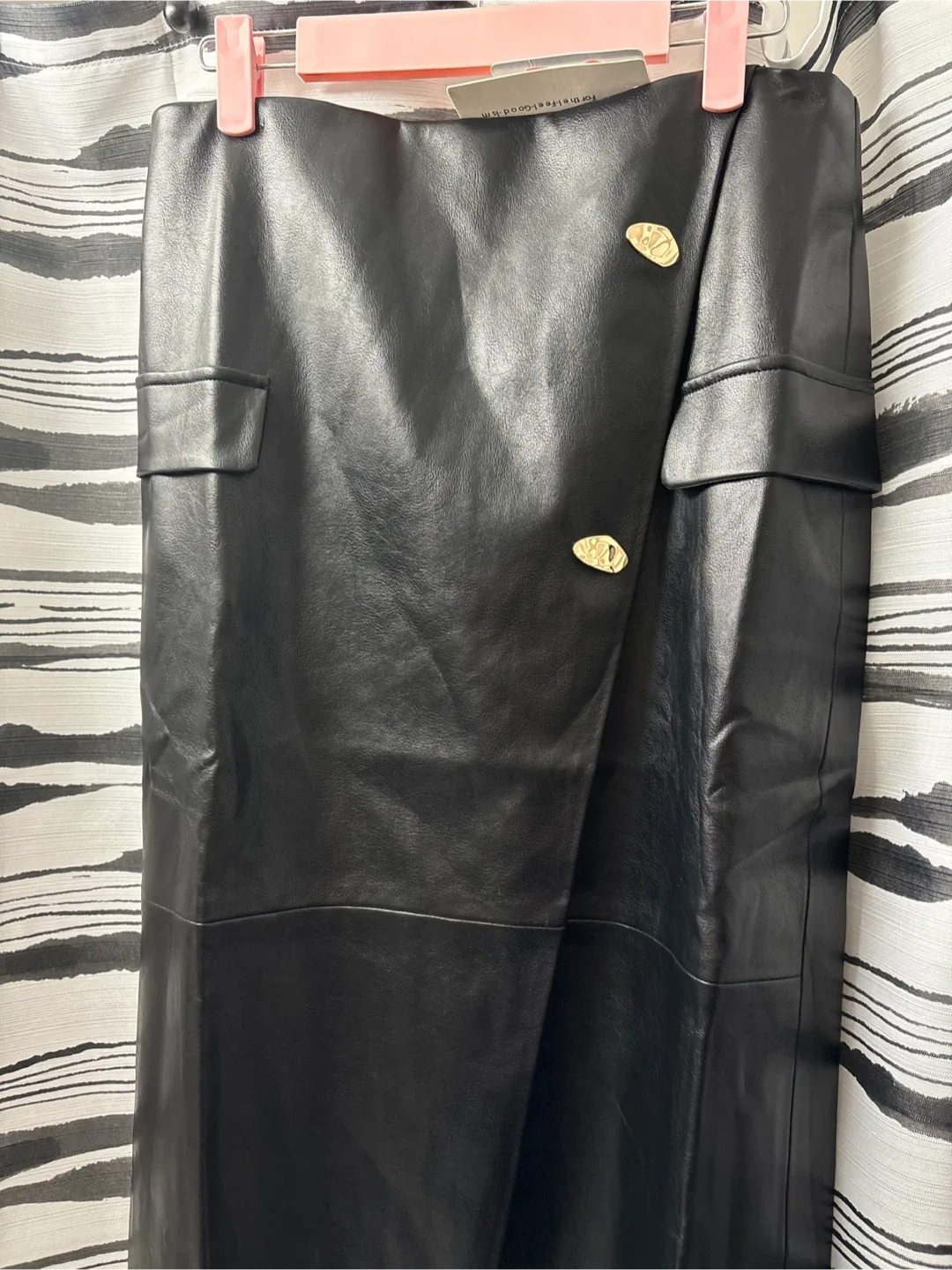 COMMENSE Black Faux Leather Skirt New image indicator(3)